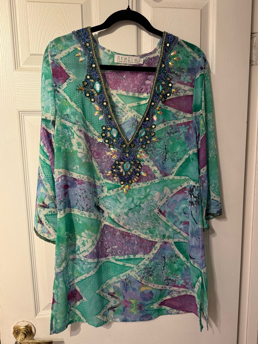 Stella Laguna Beach stunning beaded cover up dress Large